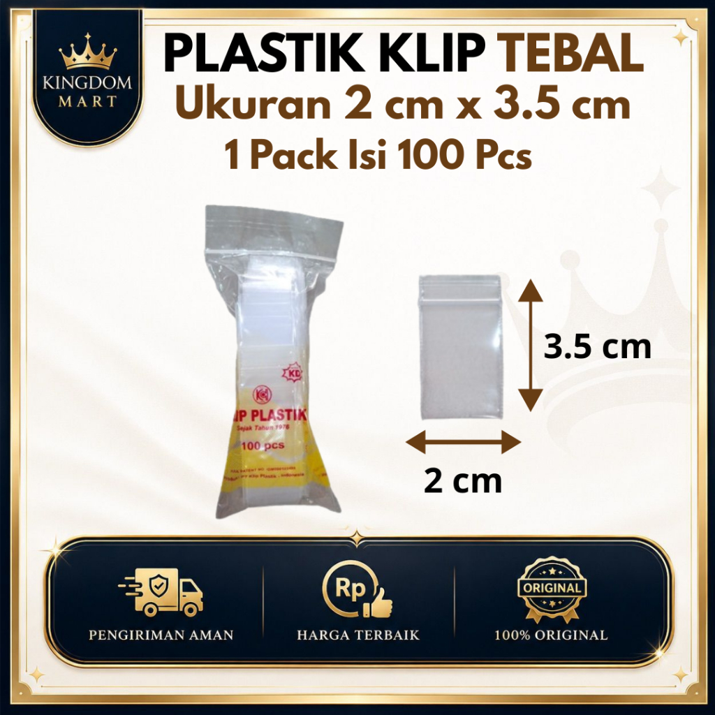 Klip Plastik Kecil Tebal 2 x 3,5 cm 1 Pack Isi 100 Pcs | Plastik Klip Kecil
