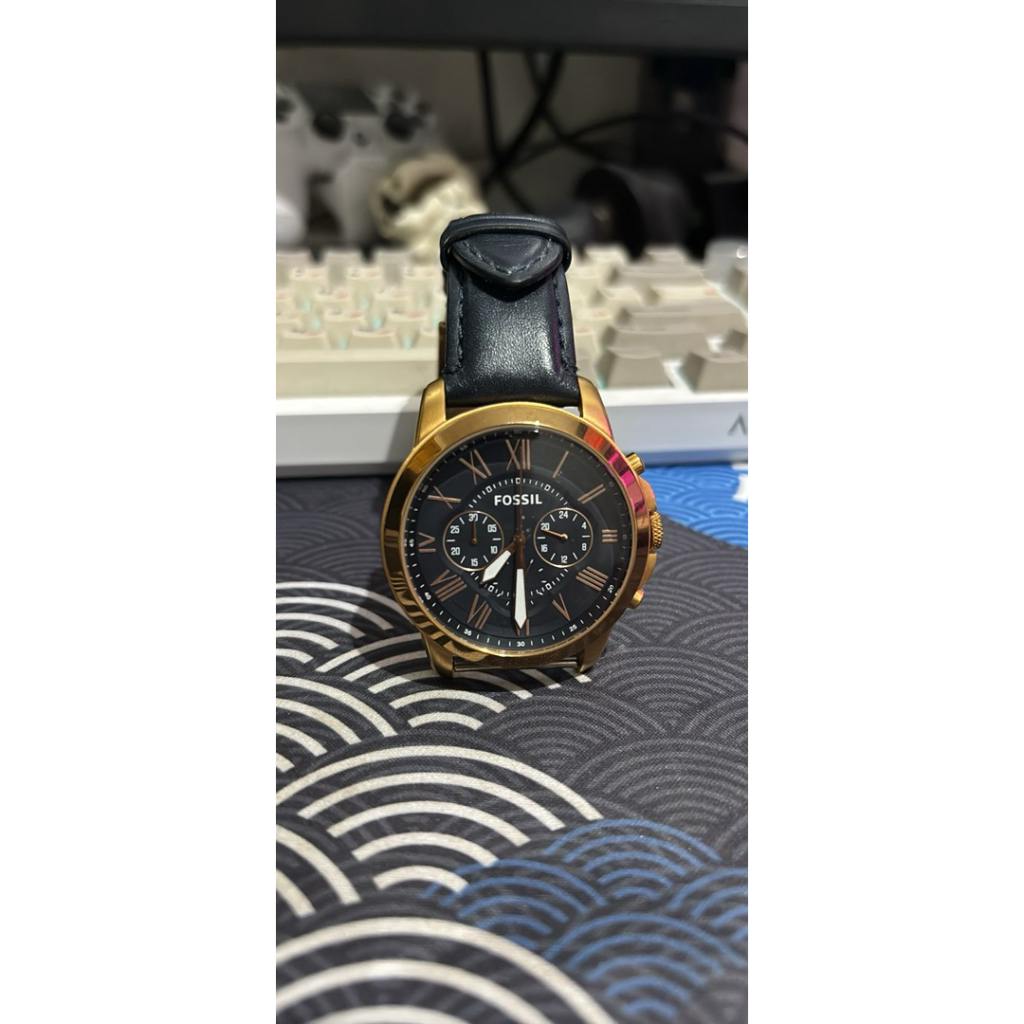preloved prelove jam tangan fossil gold navy FS4835 original
