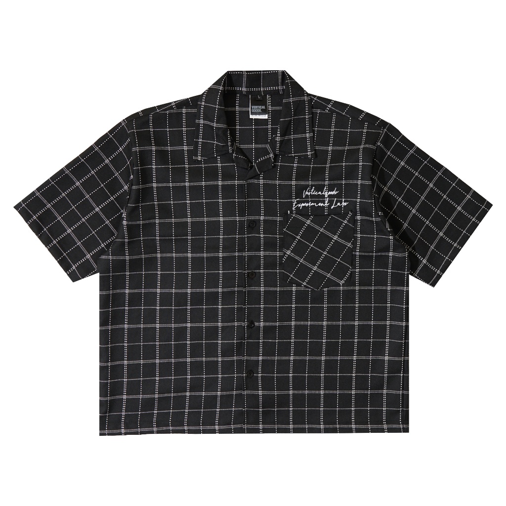 Verticalgoods | Kemeja Pendek Flannel Hitam Boxy Fit Crop | WABASH