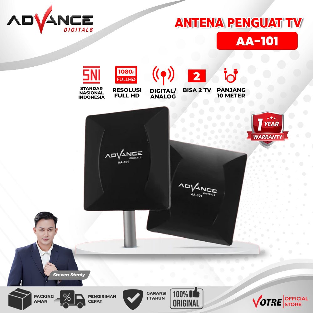 Advance Antena TV Indoor atau Outdoor Advance AA-101 Garansi Resmi 1 Tahun Penguat HDTV Digital Bisa