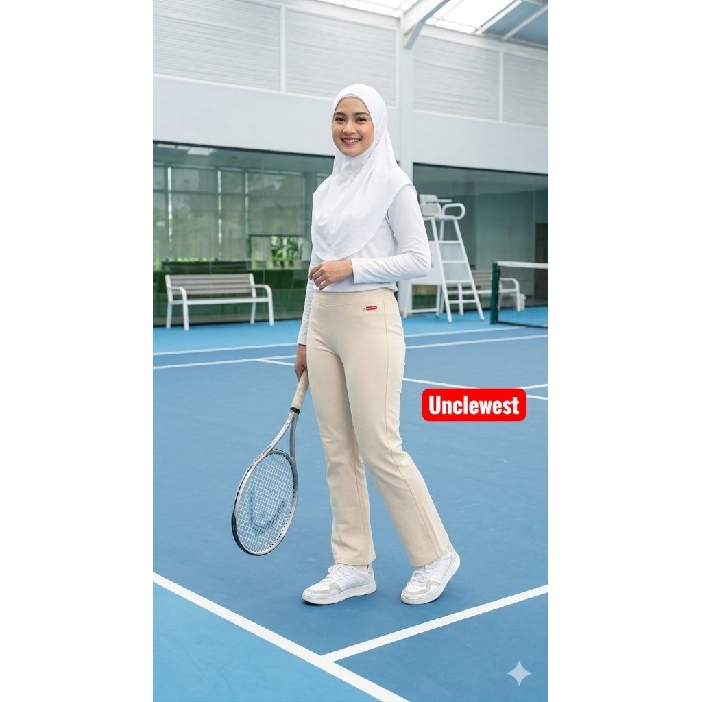 unclewest celana senam dan olahraga wanita model standar/basic bahan spandek katun super