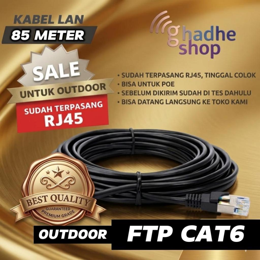 KABEL LAN OUTDOOR FTP Cat6 85M Merek FALCOM TECNOLOGY Siap Pakai Sudah Pakai RJ45 dan PLUG BOOT