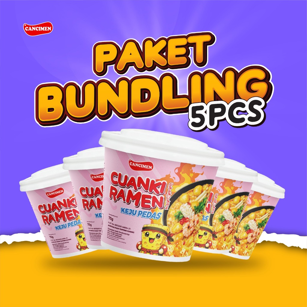 CANCIMEN - Paket Bundling 5 Pcs Cuanki Ramen Keju Pedas Instan