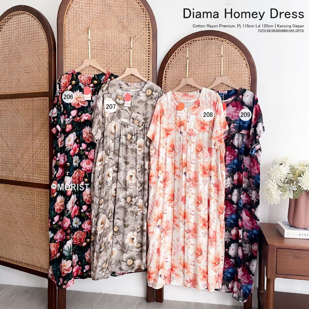 Diama HomeDress Daster Pendek Premium Catton Rayon Original Ori Morist Berlabel