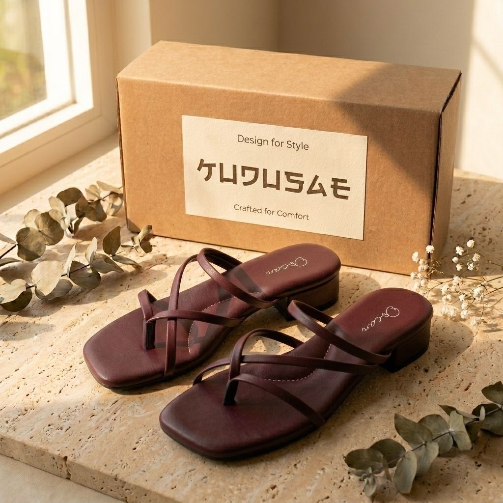 KUDUSAE HEELS (JPT)/SANDAL Sandal Jepit Wanita Hak 3 cm Model Tahu Bahan Sintetis Sol Non Slip Terse