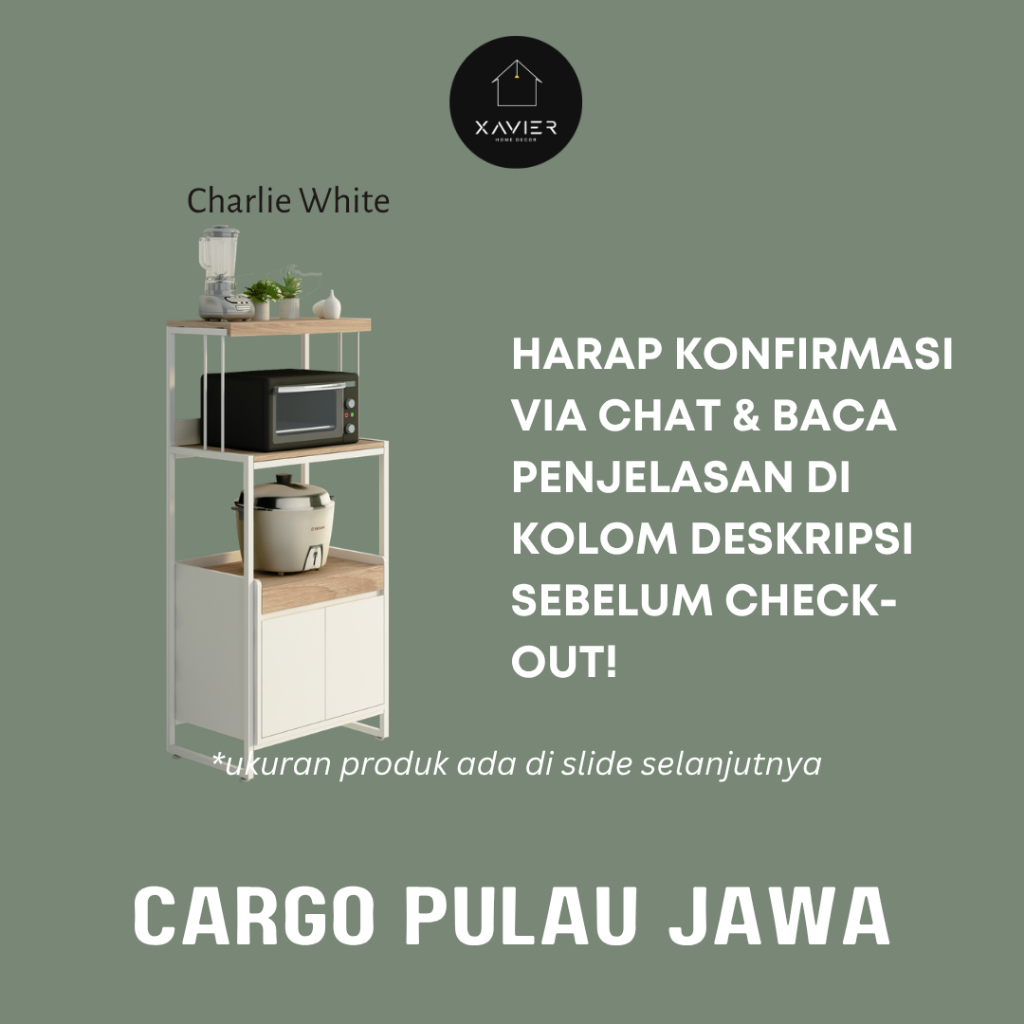 Xavier Home Decor CHARLIE WHITE - Rak Dapur Serbaguna Minimalis - CARGO JAWA + BALI