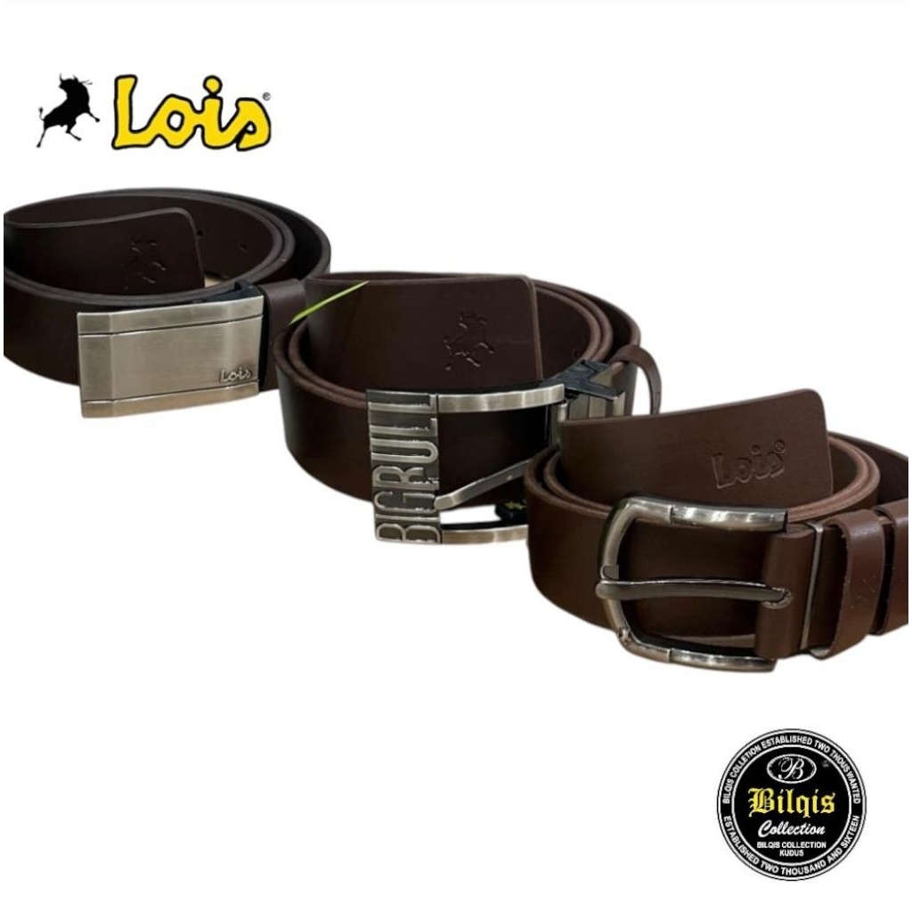 Ikat Pinggang Lois Pria 100% Original Kulit BROWN