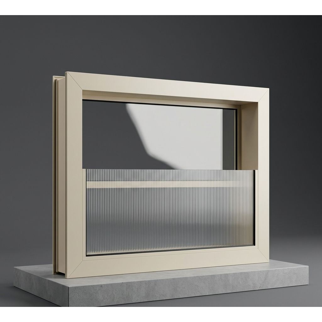Jendela Aluminium Kaca Mati Minimalis Model Zig-Zag
