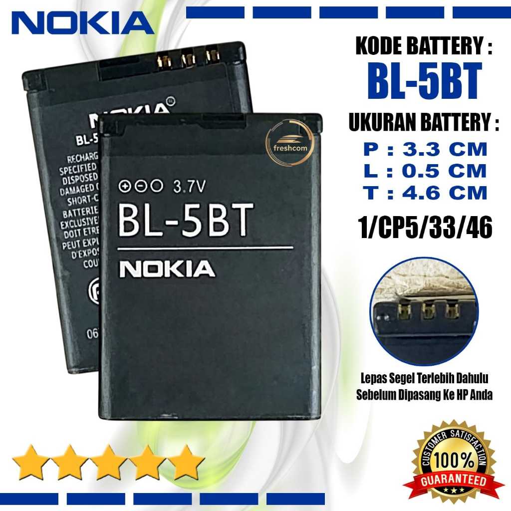 Baterai Battery Original BL-5BT BL5BT Compatible Hp Nokia Jadul 2600c Classic 2608 7510