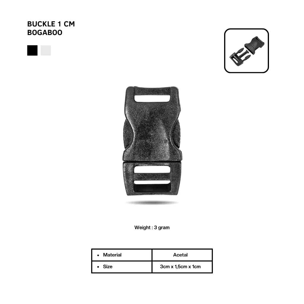 BOGABOO Buckle sodok tas / slot tas 1.0 cm bahan asetal acetal ISI 10 PCS - buckle asetal - buckle k