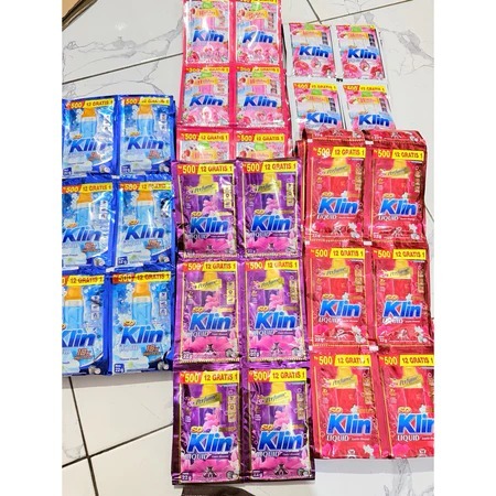 13 Pcs SoKlin Liquid/Detergen Cair Kemasan Sachet 12+1 x 22gr