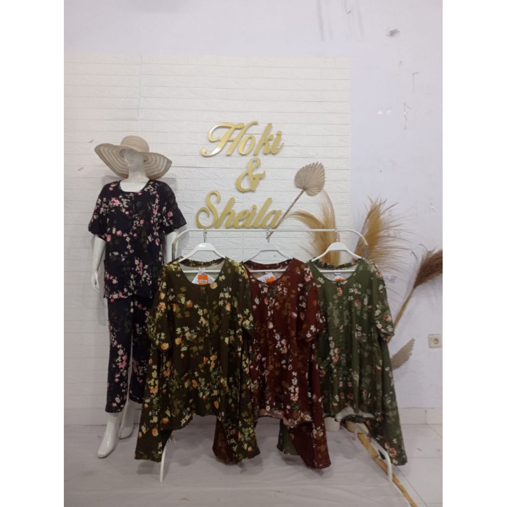 Piyama Jumbo hoki & sheila size XXL ld 120 bahan rayon premium