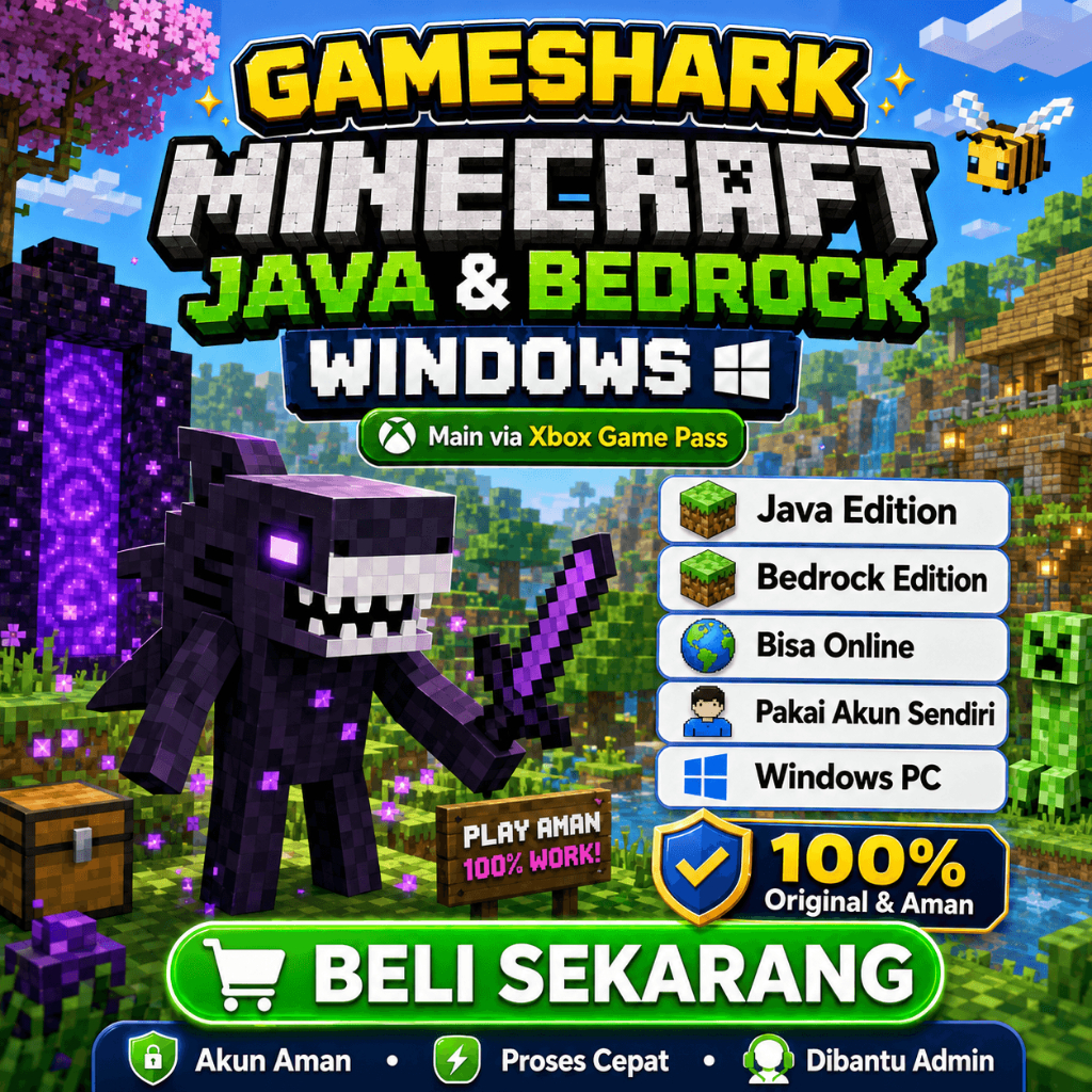 Minecraft Java Bedrock Windows PC Xbox Game Pass Premium Online + 600 Game Gratis 7 Hari