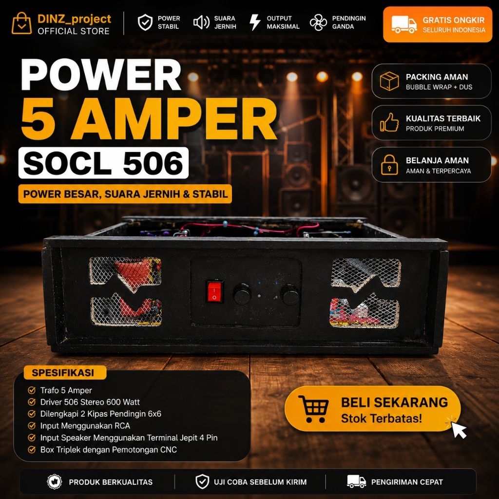 power 5 Amper 600watt stereo socl 506