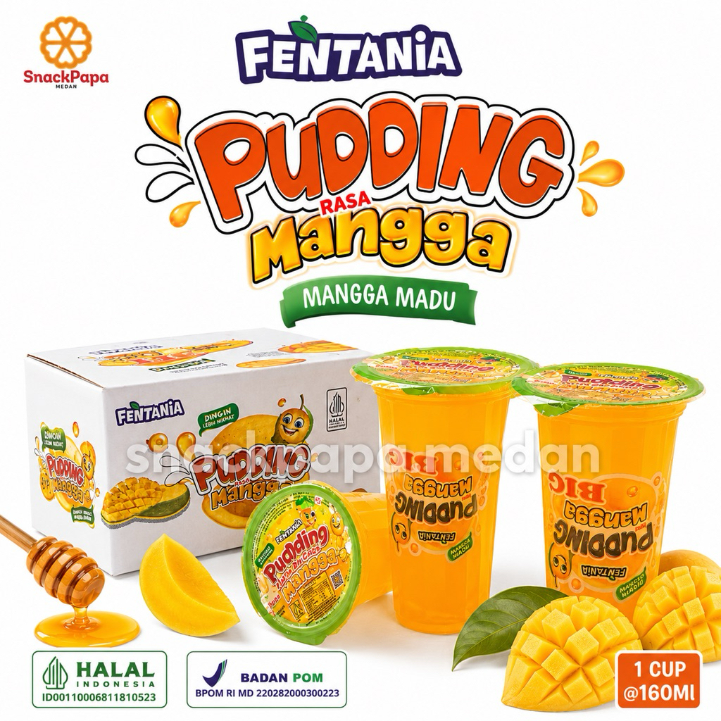 FENTANIA PUDDING RASA MANGGA MADU [1 CUP @160ML] | FENTANIA RASA MANGGA | PUDING MANGGA | JELLY MANG