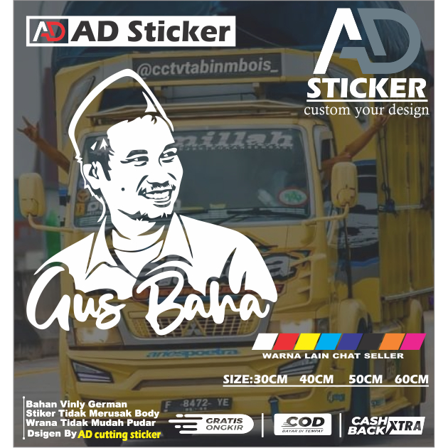 Stiker cutting variasi kaca mobil pickup truk stiker GUS BAHA variasi kaca samping