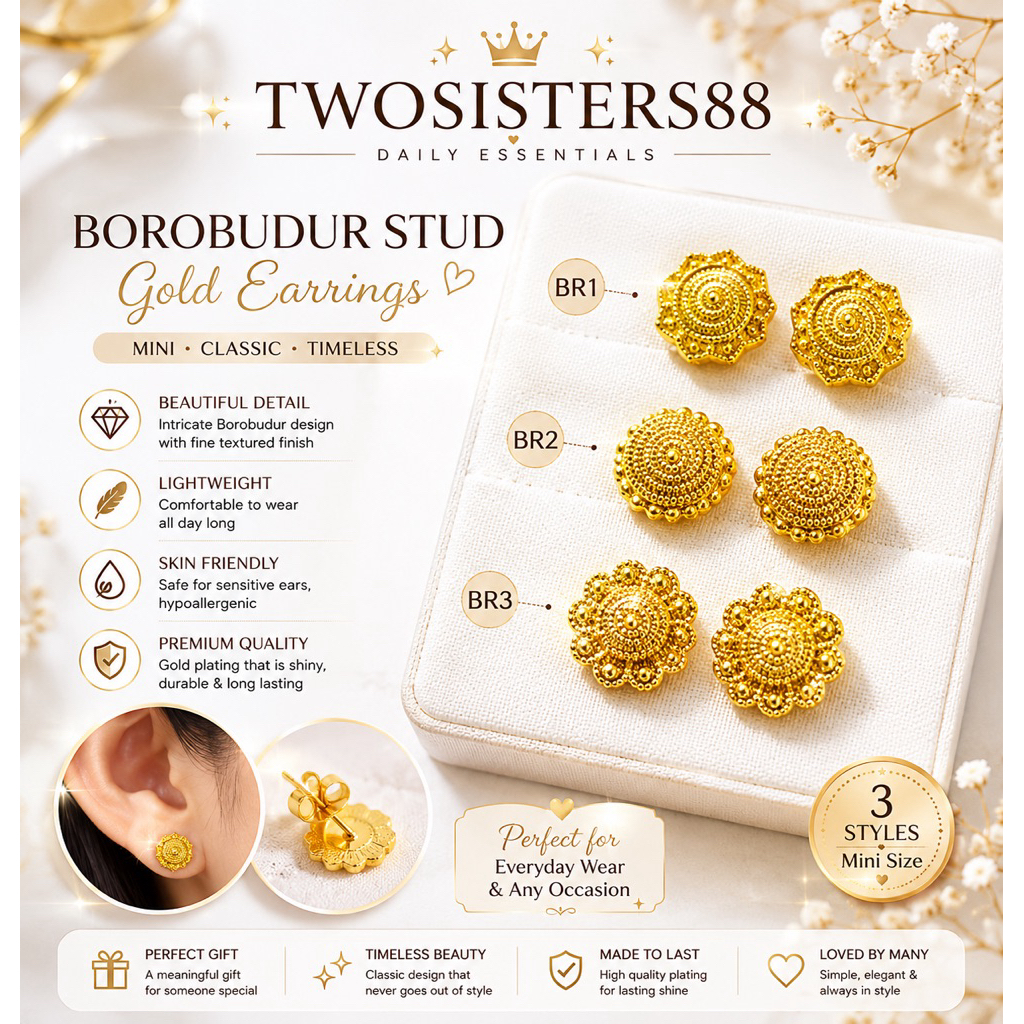 ANTING TUSUK BOROBUDUR WARNA EMAS IMITASI