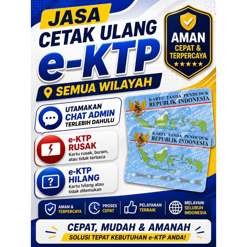 jasa cetak ulangKtp semua wialyah