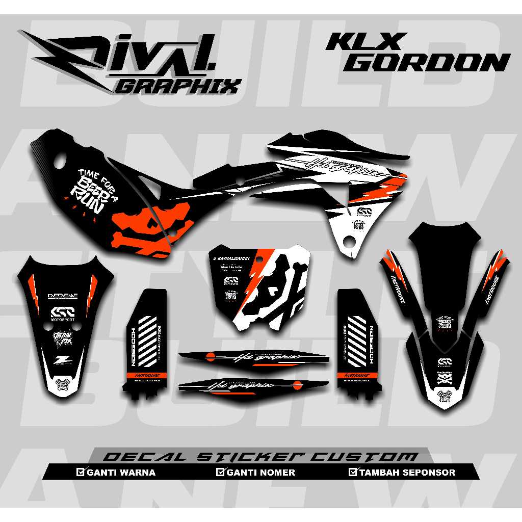 DECAL KLX GORDON GTX KLX GORDON BISA CUSTOM DESAIGN NAMA, NOMOR, SPONSOR, WARNA (98)