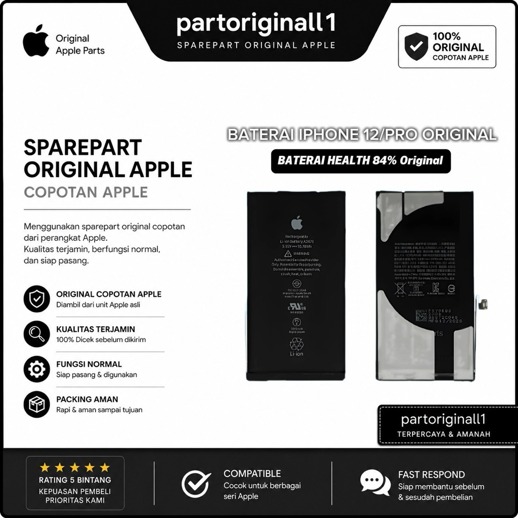 BATERAI IPHONE 12/PRO ORIGINAL COPOTAN