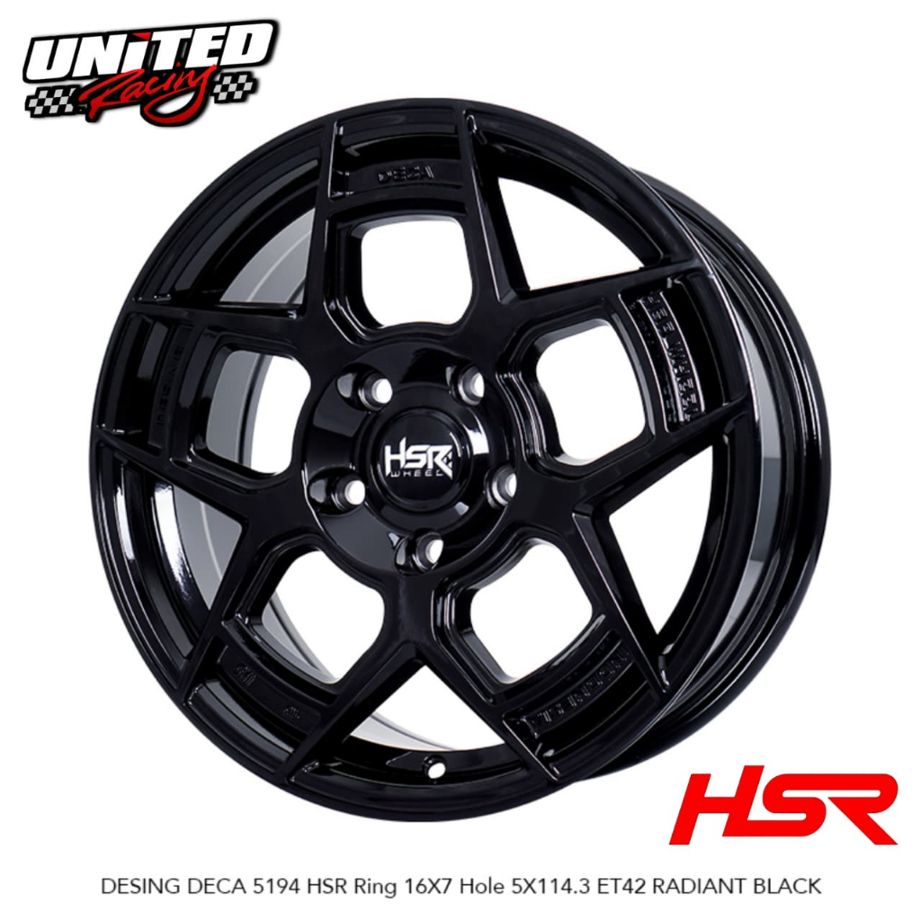 Velg Mobil Ring 16 Pcd 5x114,3 HSR DESING DECA Pcd 5x114,3 Untuk XL7 Innova Xpander Ring 16