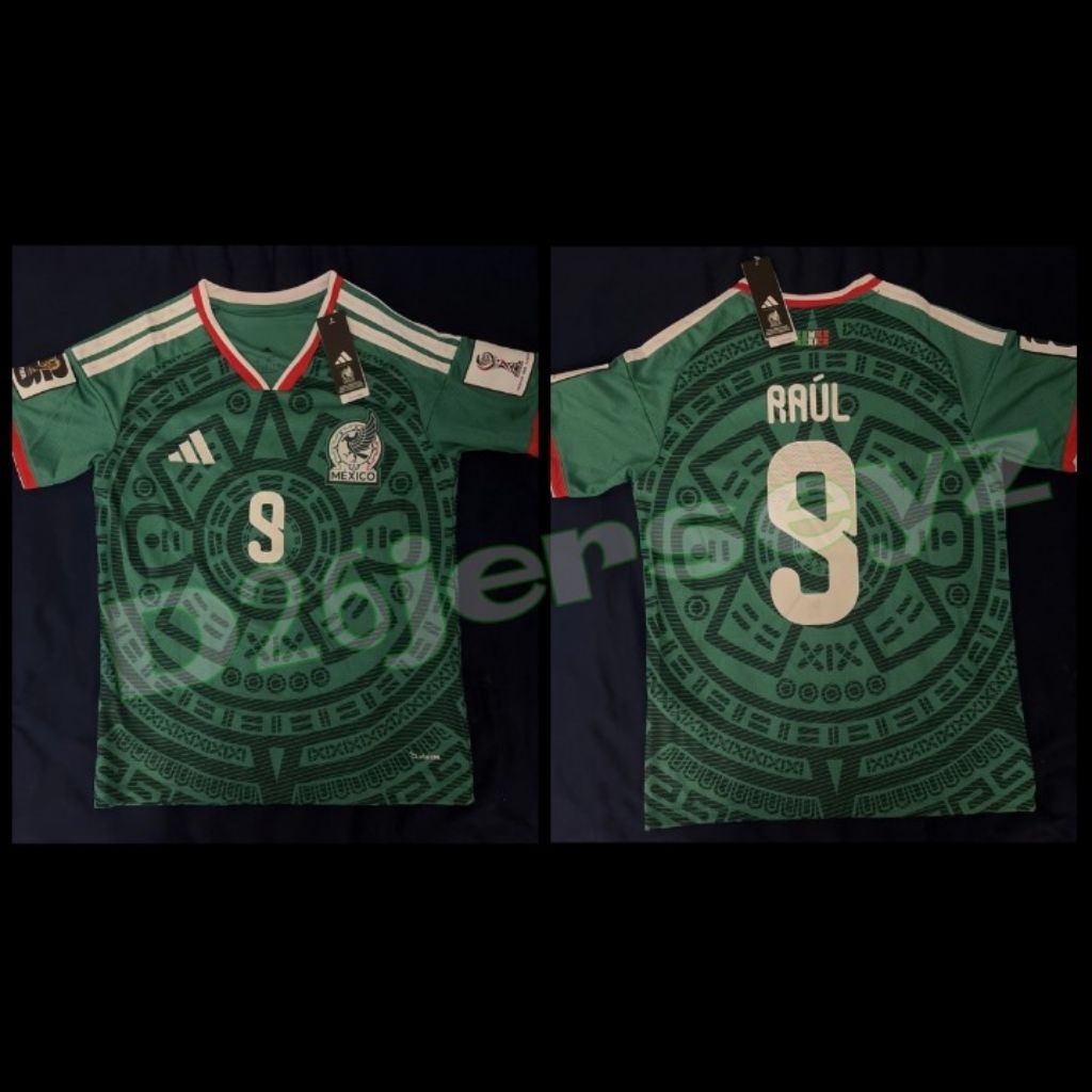 Jersey MeksikoO Home Piala Dunia World Cup 2026 + Cetak Nama Nameset RAUL 9 / S. GIMENEZ 11 / Custom