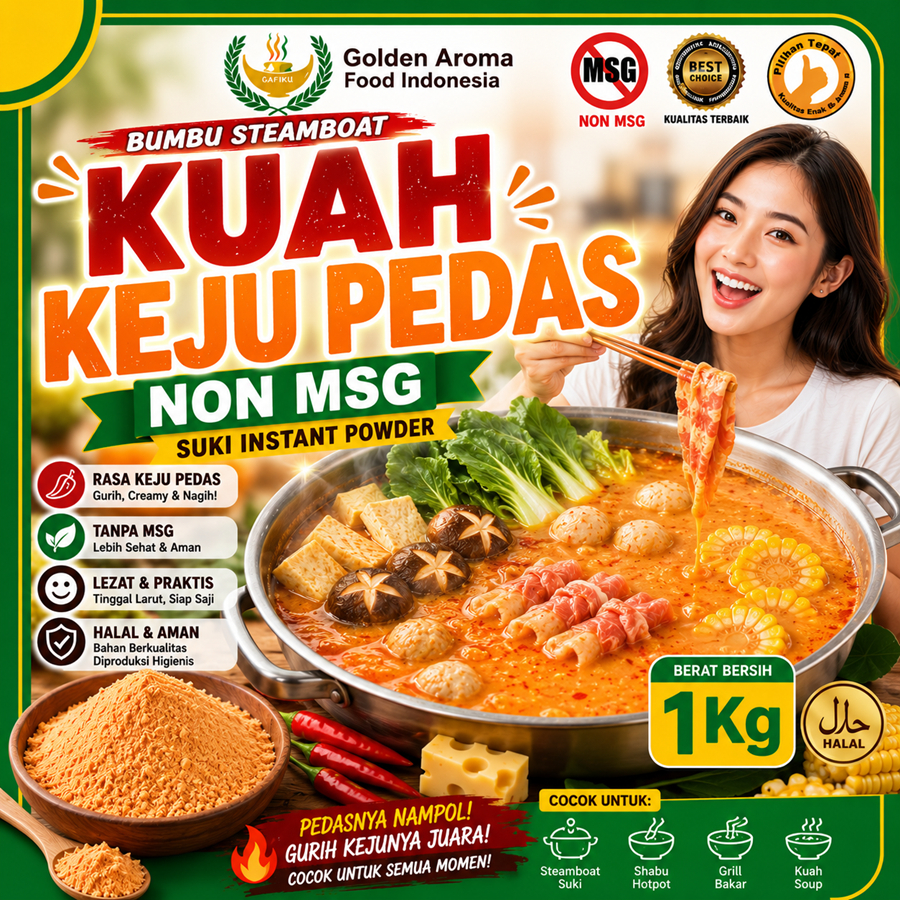 BUMBU STEAMBOAT Kuah Keju Pedas Non MSG 1Kg Suki Instan Shabu Hotpot Rasa Spicy Cheese Tanpa MSG Kil