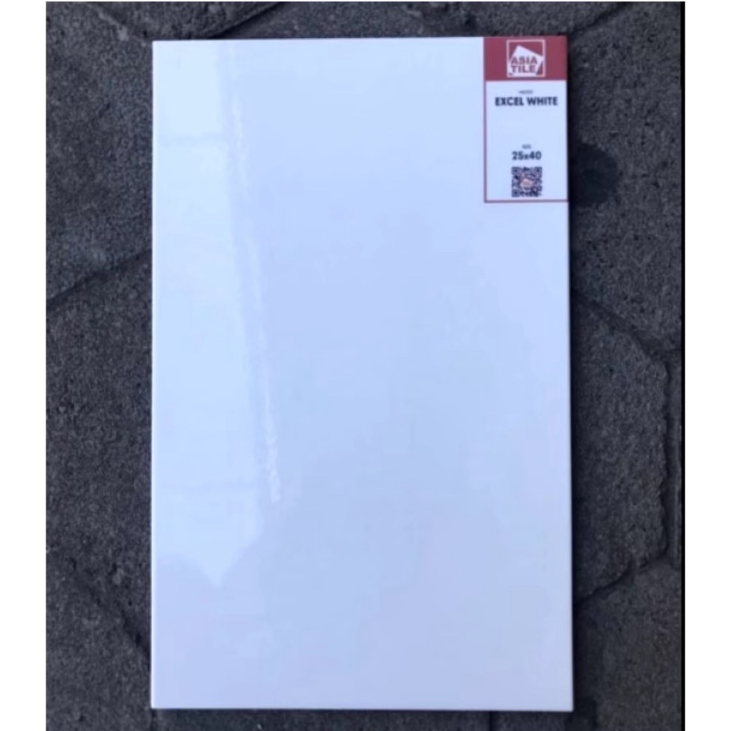 Keramik 25x40 Kilap Asia Excel White Putih Polos