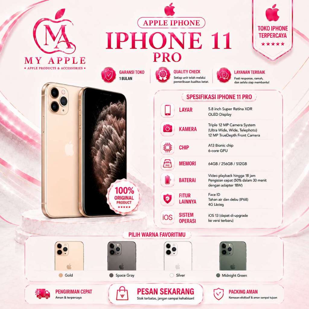 Iphone 11 Pro Second Ori Fullset 64GB 256GB All Sim Bergaransi