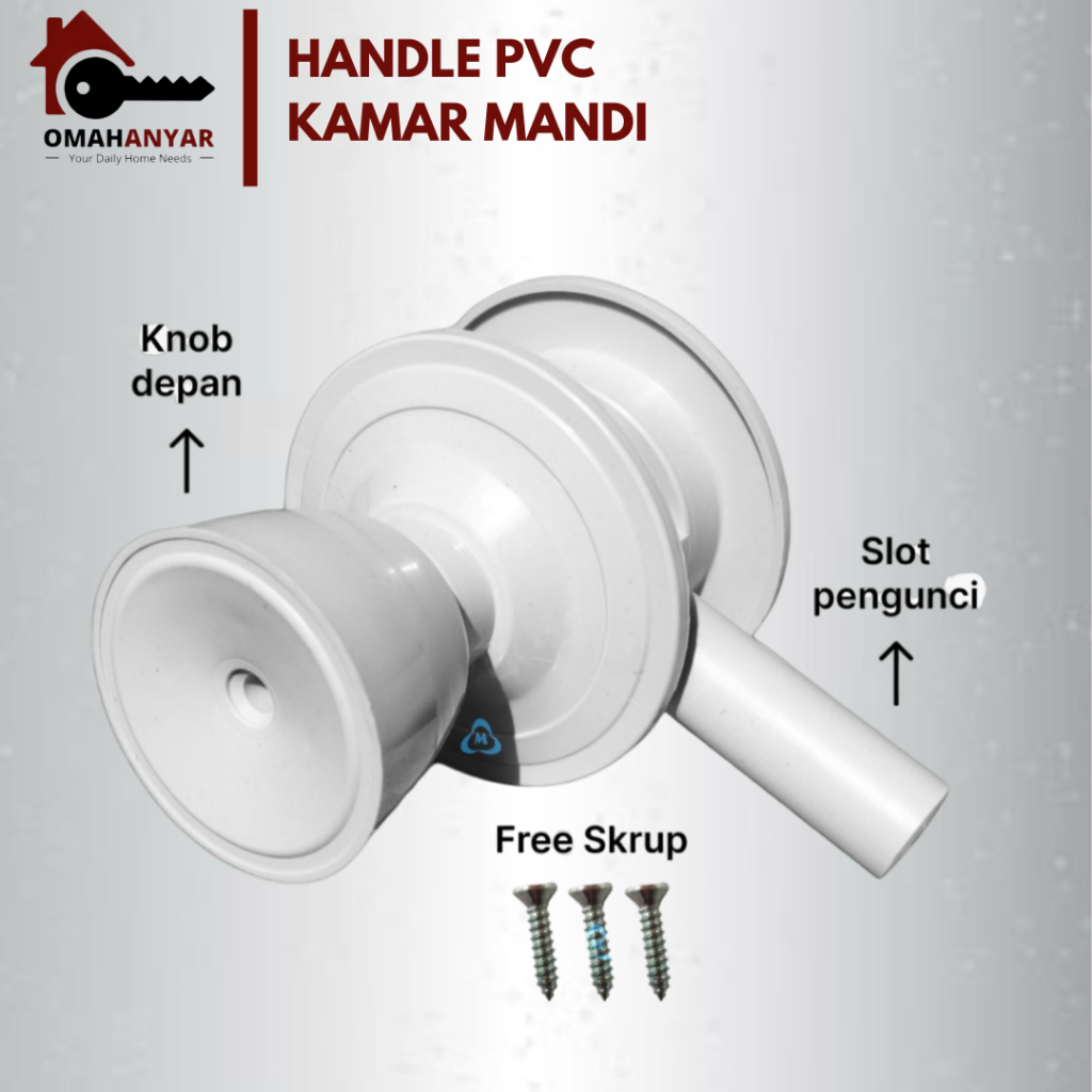 Handle PVC Kamar Mandi Kom PVC Pintu Toilet Geser Sliding Door Putih