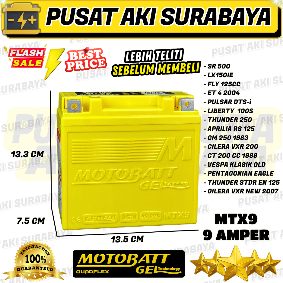 ASLI GEL MOTOBATT MTX9 9 AH ACCU KERING MF MOTOR SUZUKI THUNDER 150 THUNDER AKI SUPER GEL MOTOBATT M