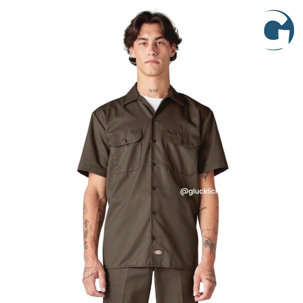 Dickies, Twill Work Shirt Short Sleeve in Mushroom