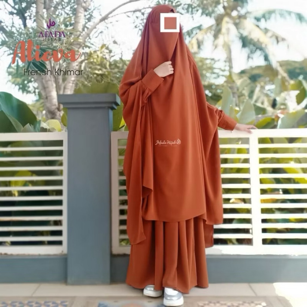 ALIEVA FRENCH KHIMAR SET FREE CADAR TALI / French Khimar Cadar Tali / Gamis Syar'i / Khimar Jumbo