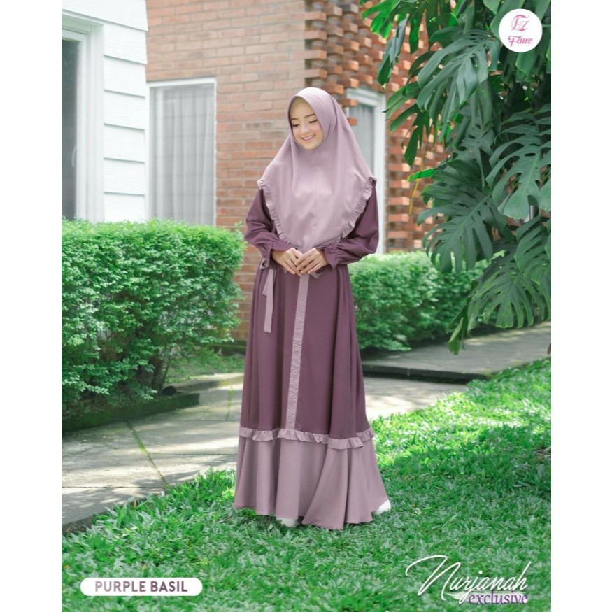 Jual Gamis Dress Fauz Nurjanah Dress Purple Basil Queen Zara Premium Plus Khimar