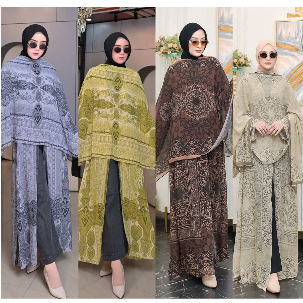 gamis abaya chasmere kashmir set jilbab pasmina sajiwa series by Almeyra soekha premium