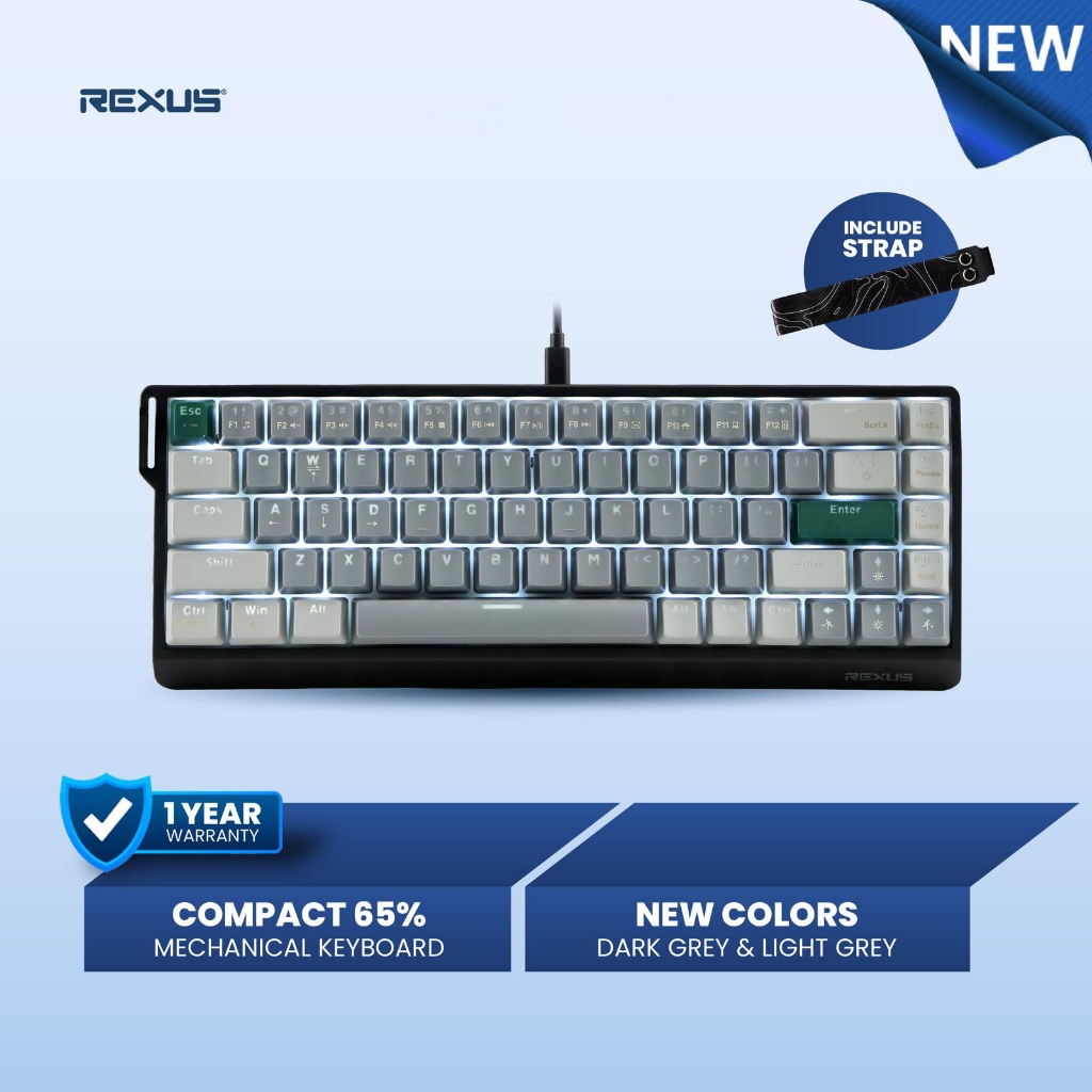 Keyboard Gaming Mechanical Rexus Heroic KX3 65% RGB LED