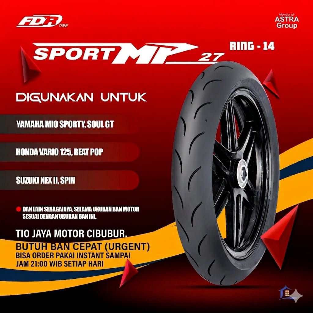 BAN FDR 90/80-14 TYPE SPORT MP27 SOFT COMPOUND TUBLES RACE TYRE MIO FINO VARIO BEAT SCOOPY SPIN NEX