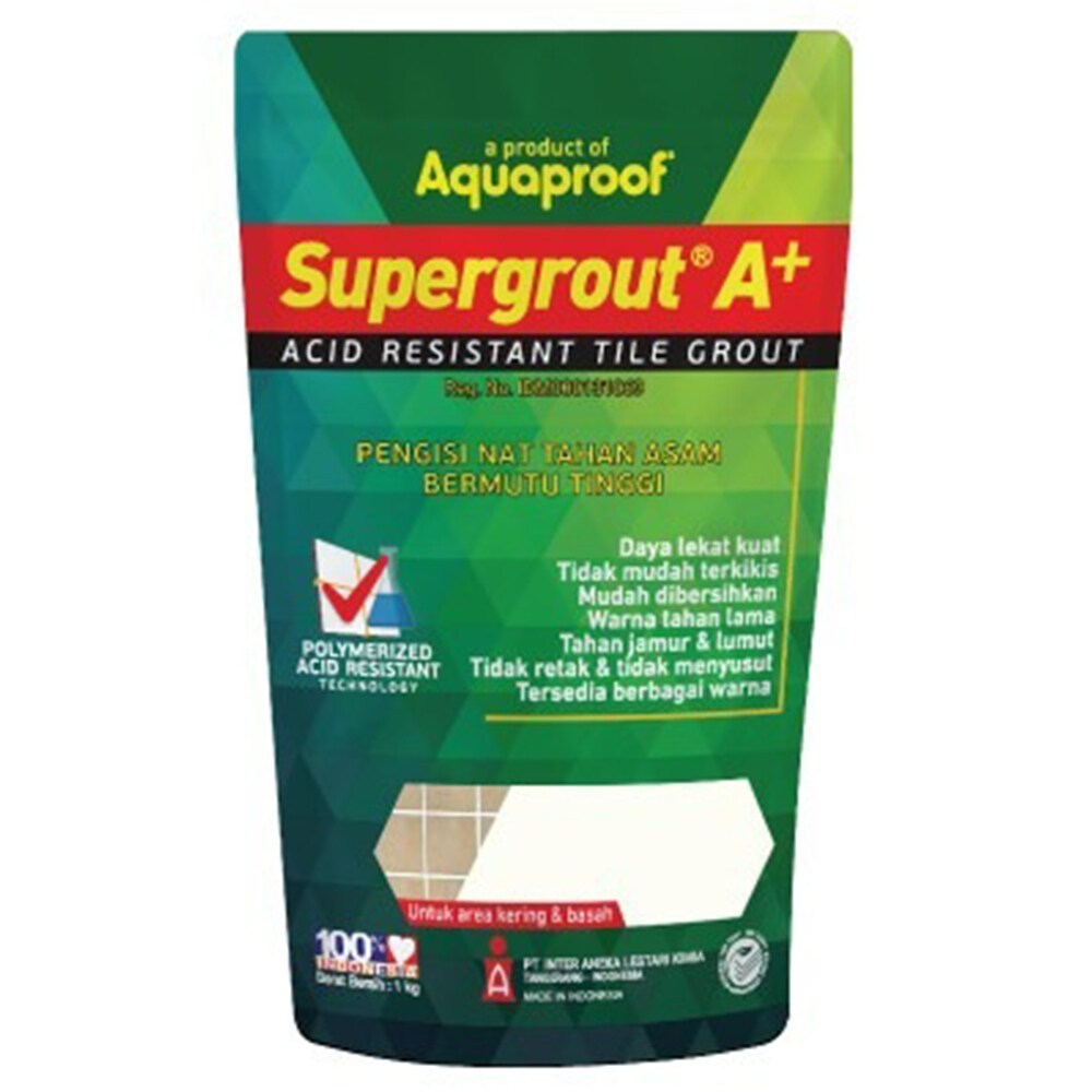PENGISI NAT - OKER 1 KG Supergrout A+ Pengisi Nat Tahan Asam & Kimia, Mudah Dibersihkan