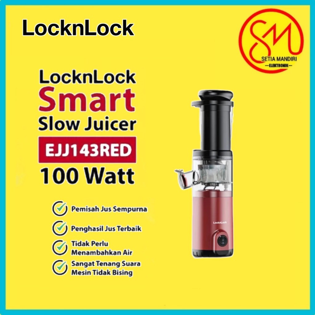 LocknLock EJJ143RED Slow Juicer 100 Watt Tanpa Ampas EJJ 143 RED