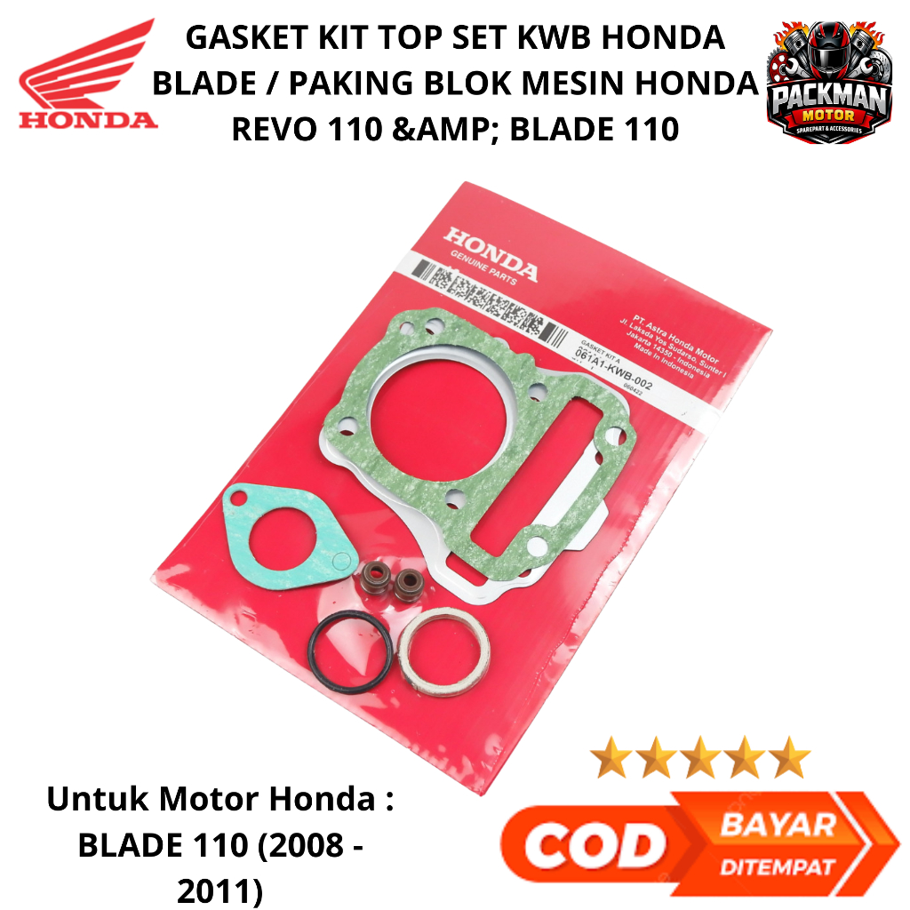 Top Set Paking Blok Mesin Honda Blade & Revo 110 KWB ori Packman motor