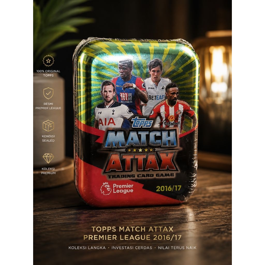 Topps Match Attax Premier League 2016/17 Tin Box Sealed Original Koleksi Langka