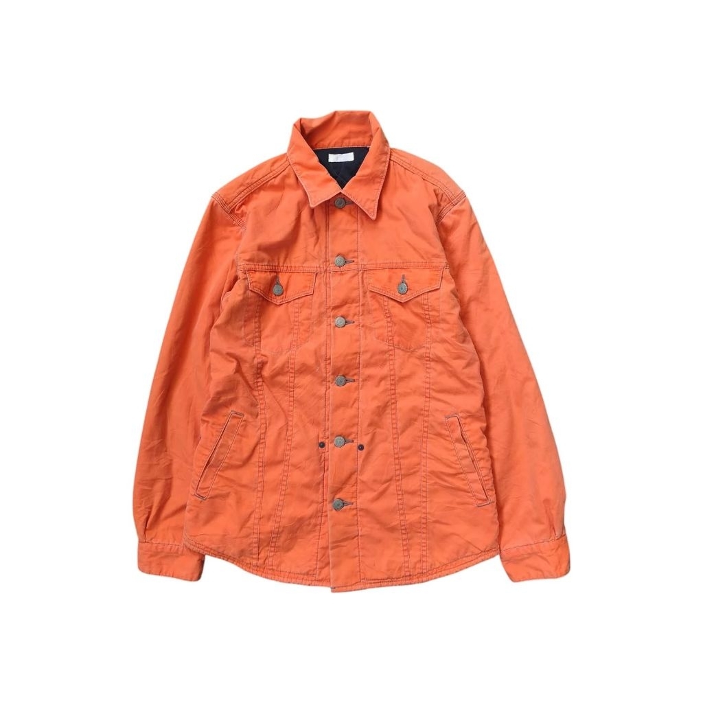 HOLLYWOOD RANCH MARKET - Jaket Trucker Unisex Pria Wanita Orange Size S