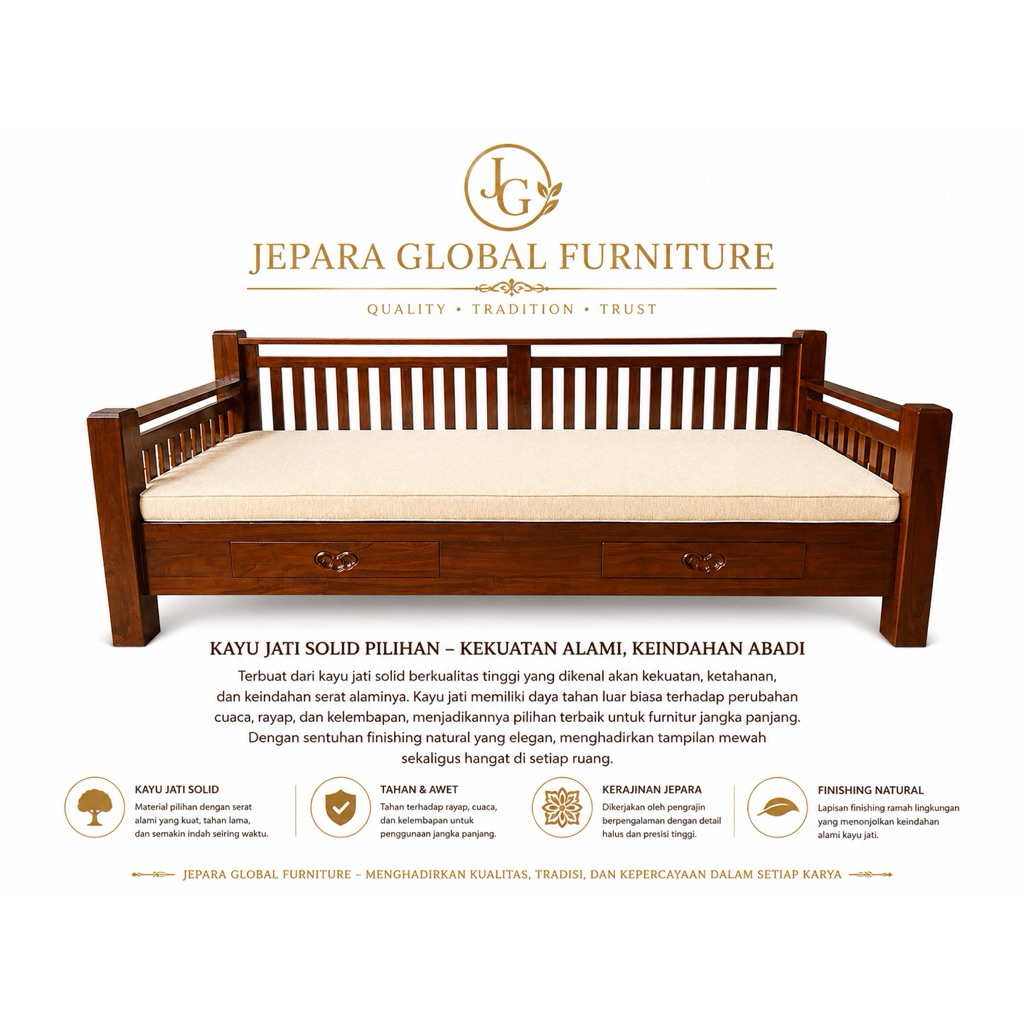 REAL PICT  Bangku Bale bale minimalis jati tanganan ( Daybed jati,bangku daybed,kursi jati )