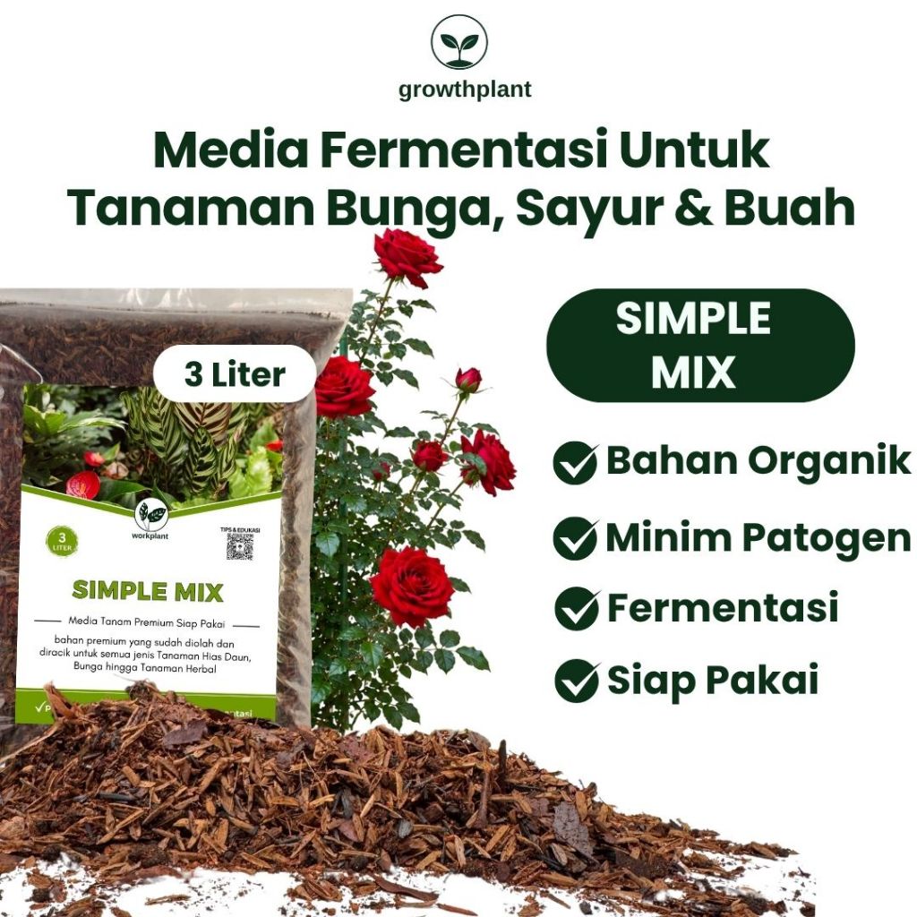Growthplant - Simple Mix Media Tanam Fermentasi Siap Pakai untuk Aglonema Monstera Calathea Tanaman 