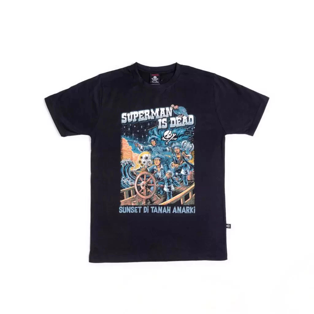 Ready Kaos Band Superman Is Dead | Sunset Di Tanah Anarki | T-Shirt Merch SID | Hitam Lengan Pendek 