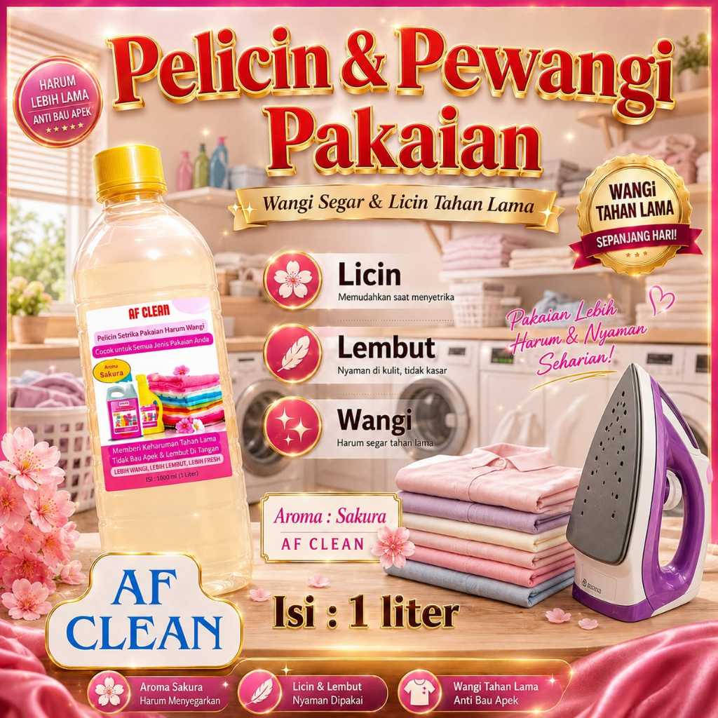 Pewangi Pelicin Setrika Pakaian Laundry 1L - Sakura Pelicin Pewangi Baju