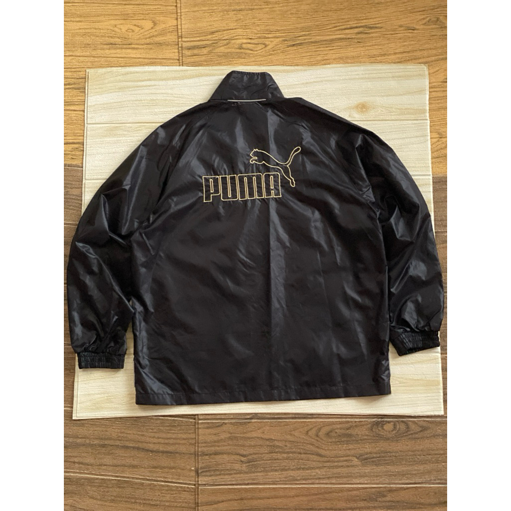 jeket parasut windbreaker tracktop anak tanggung remaja PUMA size 150 hitam gold