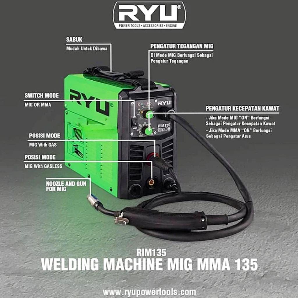 Mesin Travo Las Inverter 4 in 1 RYU Mig CO MMA RIM 135 Argon TIG