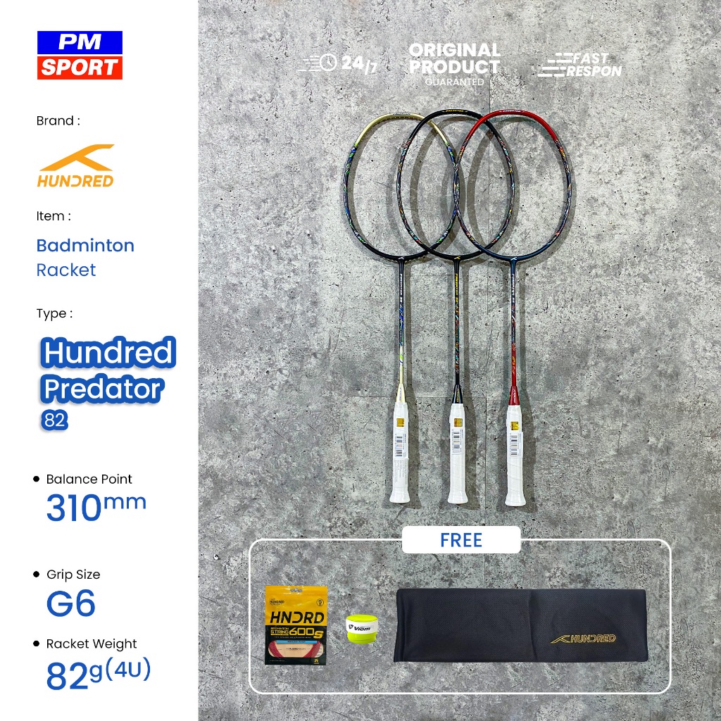 RAKET BADMINTON HUNDRED PREDATOR 82 EXTREME BULUTANGKIS ORIGINAL