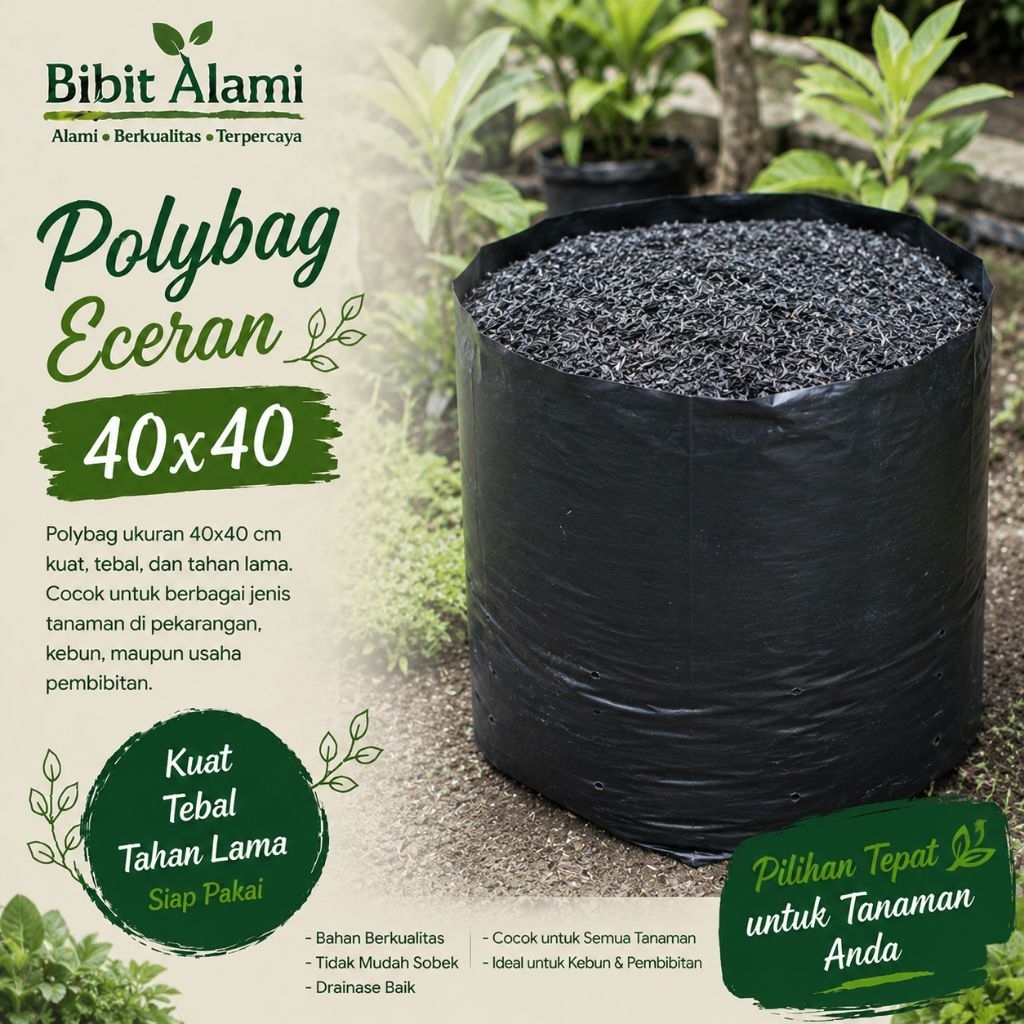 Polybag Eceran 40x40 Hitam Tebal Media Tanam Polybag Tanaman Pot Plastik Tanam Sayur Buah Bibit Poly